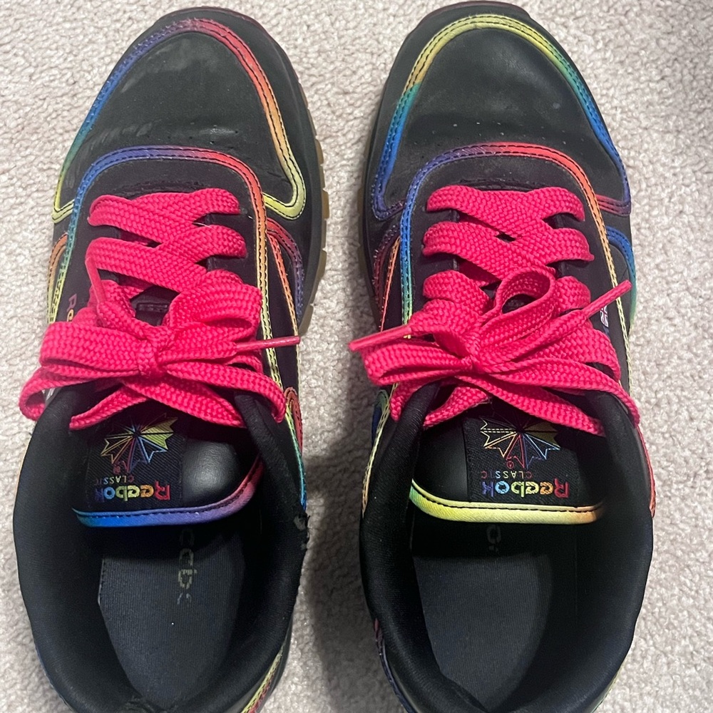 Reebok Kids' Black and Rainbow Sneakers